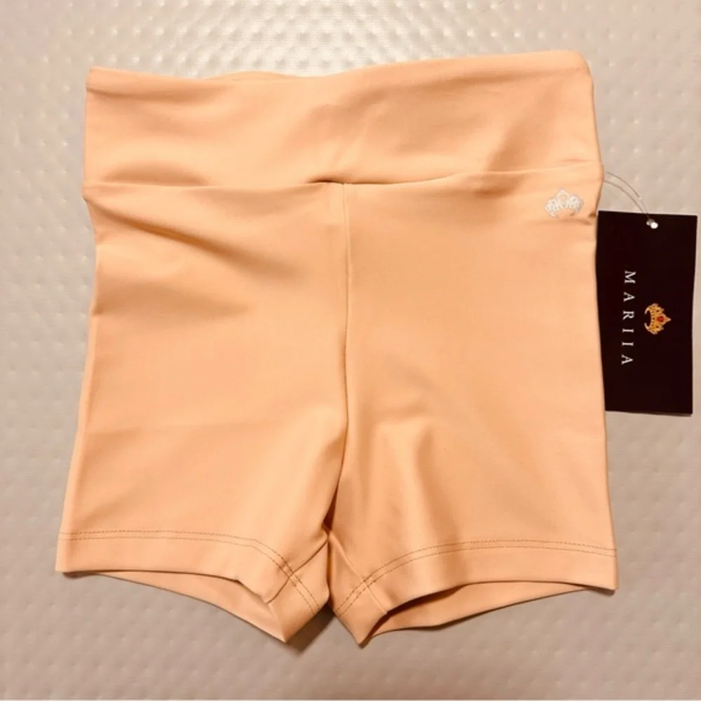 Mariia Crown CM high waist dance bottoms short shorts tan nude caramel NWT